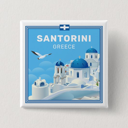 Aangepaste tekst Santorini Griekenland Vierkante Button 5,1 Cm (Voorkant)