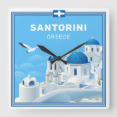 Aangepaste tekst Santorini Griekenland Vierkante Klok (Voorkant)