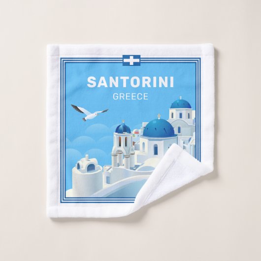 Aangepaste tekst Santorini Griekenland Washandje (Wasdoekje)