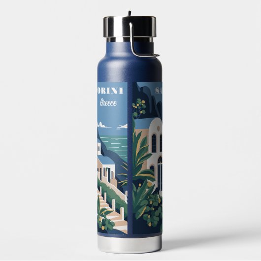 Aangepaste tekst Santorini Griekenland Waterfles (Links)