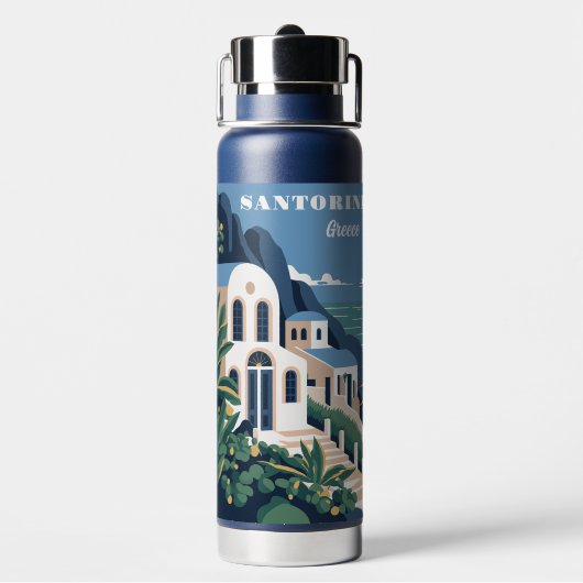 Aangepaste tekst Santorini Griekenland Waterfles (Achterkant)