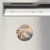Aangepaste tekst Sassi di Matera Italië Aquarel Re Magneet (Insitu (Vaatwasser))