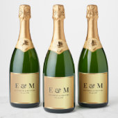 Aangepaste tekst save the date glamour goud initia sparkling wijnetiket (Flessen)