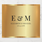 Aangepaste tekst save the date glamour goud initia sparkling wijnetiket (Enkel label)