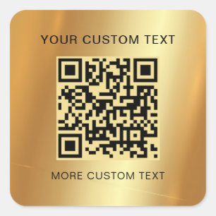 Aangepaste tekst Scannable QR Code Glamorous Gold Vierkante Sticker