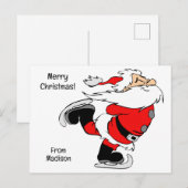 Aangepaste tekst schaatsen Santa Feestdagenkaart (Voorkant / Achterkant)