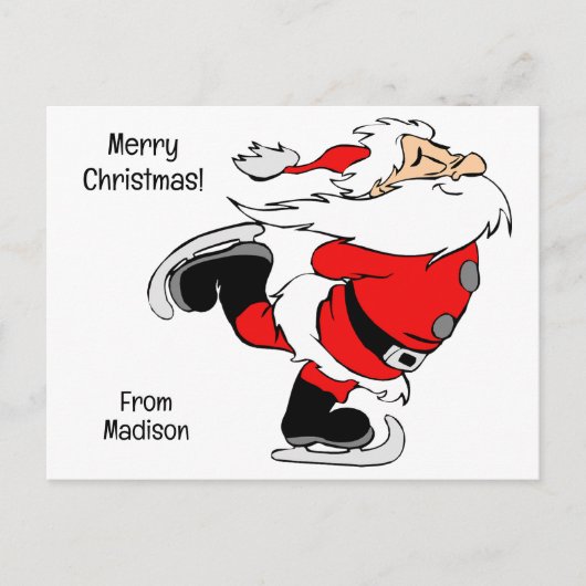 Aangepaste tekst schaatsen Santa Feestdagenkaart (Voorkant)