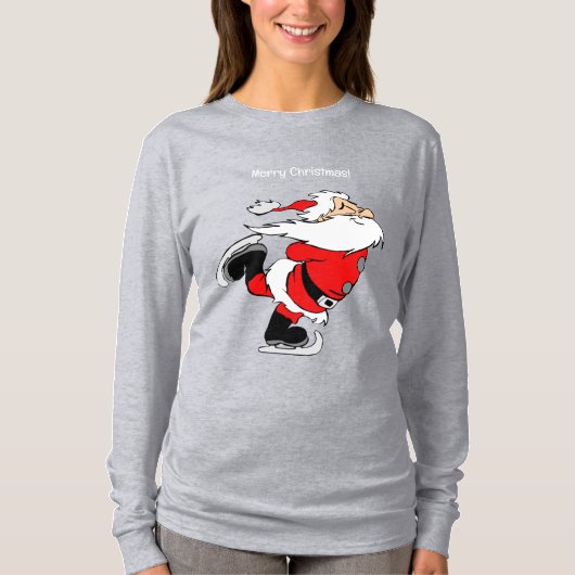 Aangepaste tekst schaatsen Santa T-shirt (Voorkant)