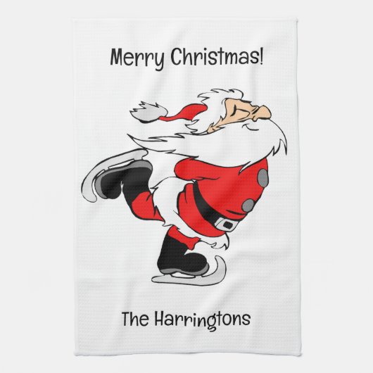 Aangepaste tekst schaatsen Santa Theedoek (Verticaal)
