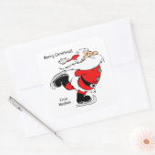 Aangepaste tekst schaatsen Santa Vierkante Sticker (Envelop)