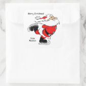 Aangepaste tekst schaatsen Santa Vierkante Sticker (Tas)