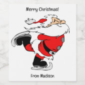 Aangepaste tekst schaatsen Santa Wijn Etiket (Enkel label)