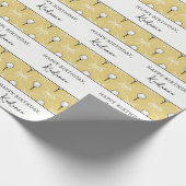 Aangepaste Tekst Schattig Geel Wit Boog Golf Patro Cadeaupapier (Hoek)