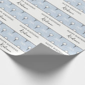 Aangepaste Tekst Schattige Blauwe Witte Strik Golf Cadeaupapier (Hoek)