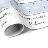 Aangepaste Tekst Schattige Blauwe Witte Strik Golf Cadeaupapier (Rol Hoek)