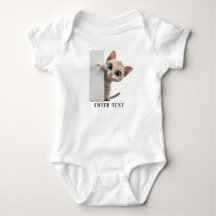 Aangepaste tekst Schattige Cat Peeking Baby Bodysu