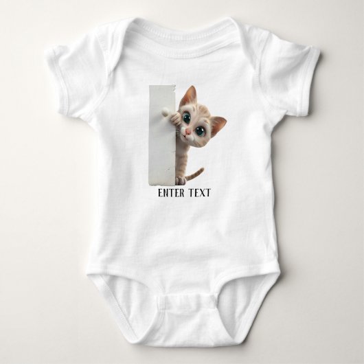 Aangepaste tekst Schattige Cat Peeking Baby Bodysu Romper (Voorkant)