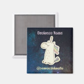 aangepaste tekst schattige eenhoorn in ruimte magneet (Voorkant / Achterkant)