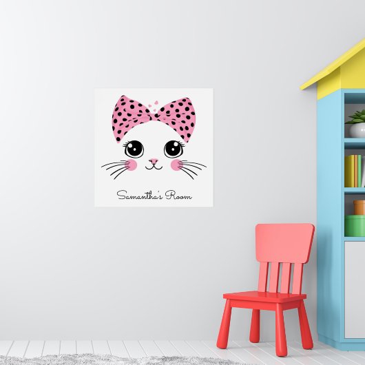 Aangepaste tekst Schattige kattengezicht Poster (Kinderkamer 1)