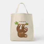 Aangepaste Tekst Schattige Luiaard Tote Bag (Achterkant)