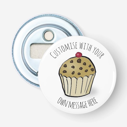 Aangepaste Tekst Schattige Mini Muffin Button Flesopener (Voorkant)