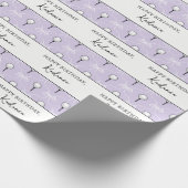 Aangepaste Tekst Schattige Paarse Witte Strik Golf Cadeaupapier (Hoek)