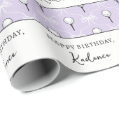 Aangepaste Tekst Schattige Paarse Witte Strik Golf Cadeaupapier (Rol Hoek)