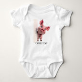 Aangepaste tekst Schattige Pig Peeking Baby Bodysu Romper (Voorkant)
