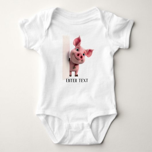 Aangepaste tekst Schattige Pig Peeking Baby Bodysu Romper (Voorkant)