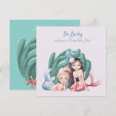 Aangepaste tekst schattige zeemeerminnen en Zee le Notitiekaartje (Voorkant / Achterkant)