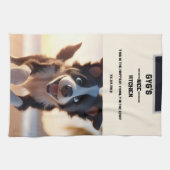 Aangepaste tekst, schattige zwart-witte hond theedoek (Horizontaal)