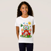 Aangepaste tekst Schattigee kleurrijke Emoji Flowe T-shirt (Voorkant volledig)