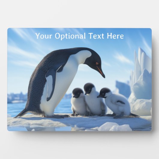 Aangepaste tekst Schattigee pinguïns Fotoplaat (voorkant)