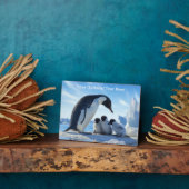 Aangepaste tekst Schattigee pinguïns Fotoplaat (Zijkant)