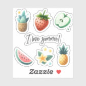 Aangepaste tekst Schattigee tropische vruchten Blo Sticker (Vel)