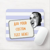 Aangepaste tekst schreeuw op pastel blauwe strepen muismat (Met muis)