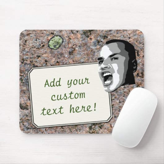 Aangepaste tekst schreeuwen op Neutral Rock Textur Muismat (Met muis)