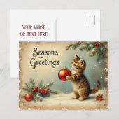 Aangepaste tekst Seizoensgroeten Kitten Ansichtkaa Feestdagenkaart (Voorkant / Achterkant)