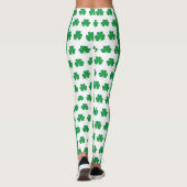 Aangepaste tekst Shamrock Klaver Patroon Groen Wit Leggings (Achterkant)