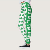 Aangepaste tekst Shamrock Klaver Patroon Groen Wit Leggings (Links)