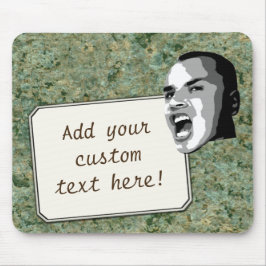 Aangepaste tekst Shout op Green Rock Texture Muismat
