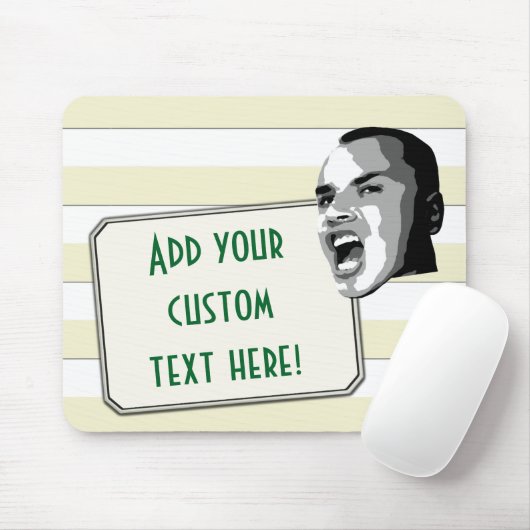 Aangepaste tekst Shout op pastel gele strepen Muismat (Met muis)