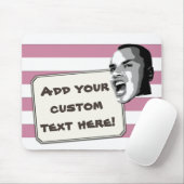 Aangepaste tekst Shout op Pastel White Stripes Muismat (Met muis)