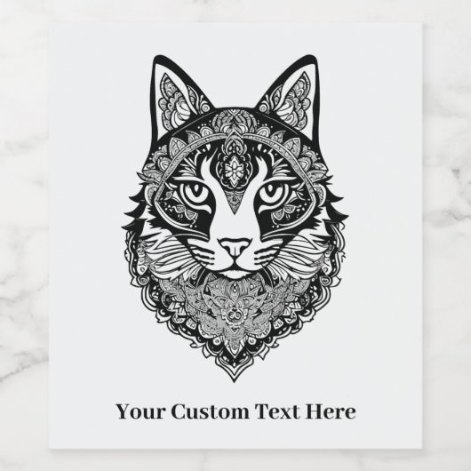 Aangepaste tekst Sierkat Wijn Etiket (Enkel label)