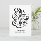 Aangepaste tekst sip, genieten, genieten kaart (Staand voorkant)