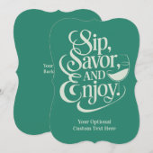 Aangepaste tekst sip, genieten, genieten kaart (Voorkant / Achterkant)