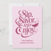 Aangepaste tekst sip, genieten, genieten kaart (Voorkant)