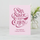 Aangepaste tekst sip, genieten, genieten kaart (Staand voorkant)