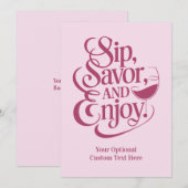 Aangepaste tekst sip, genieten, genieten kaart (Voorkant / Achterkant)