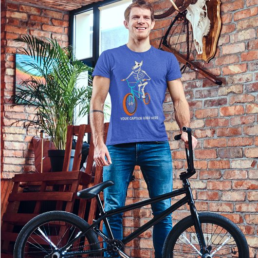 Aangepaste tekst skeleton op een BMX-fiets grafisc T-shirt